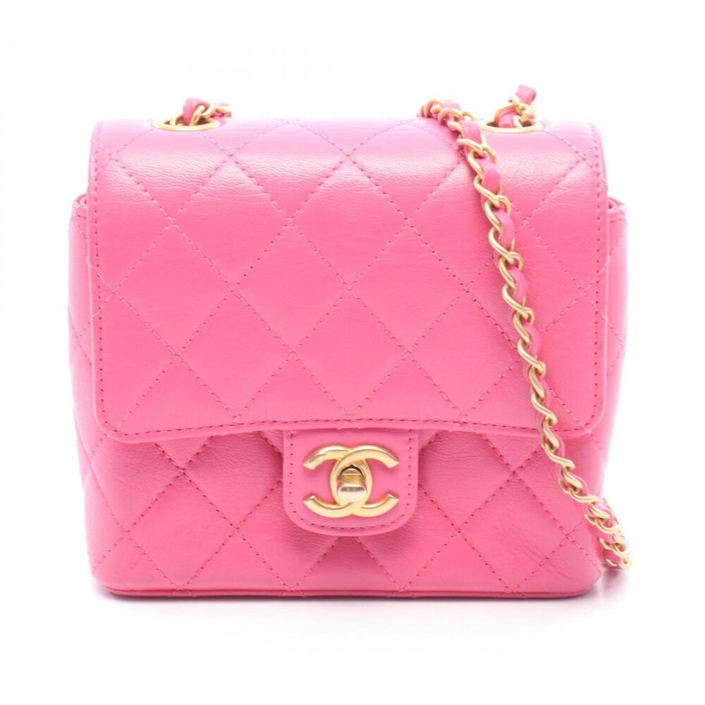 Chanel Matelassé Small Flap Shoulder Bag/Handbag, Leather, Women's, Pink
